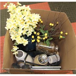 ESTATE BOX W/ PICTURES VASES ETC