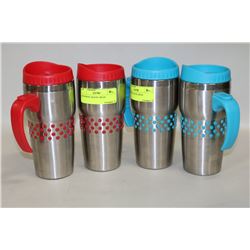 LOT OF 4 S/S COFFEE TRAVEL MUGS