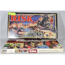 RISK AND CLUE BOARD GAMES