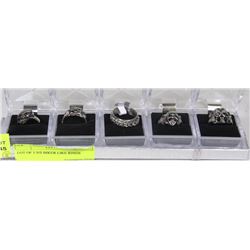 LOT OF 5 S/S BIKER LIKE RINGS