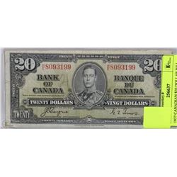 1937 CANADIAN $20 DOLLAR BILL
