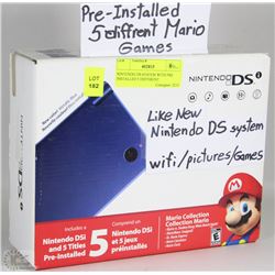 NINTENDO DS SYSTEM WITH PRE INSTALLED 5 DIFFERENT