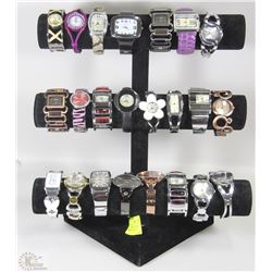 3-TIER DISPLAY WITH 24 BRAND NEW FASHION WATCHES