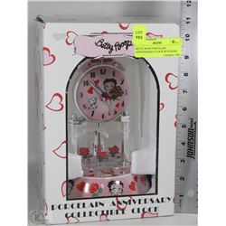 BETTY BOOP PORCELAIN ANNIVERSARY CLOCK WITH ROSE