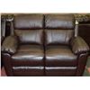 Image 3 : WHISTLER BROWN LEATHER RECLINING SOFA & LOVESEAT