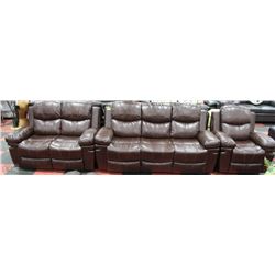 NORWICH BROWN 3 PIECE BONDED MATCH SOFA SET
