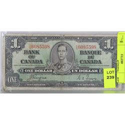 1937 CANADIAN ONE DOLLAR BILL $1