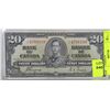 Image 1 : 1937 CANADIAN TWENTY DOLLAR BILL $20