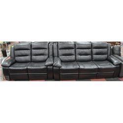 NEW BLAKE BLACK LEATHERETTE RECLINING SOFA & LOVE
