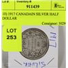 Image 1 : 10) 1917 CANADIAN SILVER HALF DOLLAR