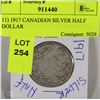 Image 1 : 11) 1917 CANADIAN SILVER HALF DOLLAR