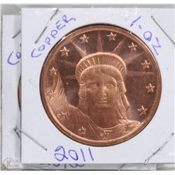 1) LOT OF THREE 1 OZ COPPER COINS YEARS