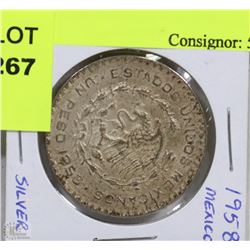 19) 1958 MEXICAN SILVER DOLLAR