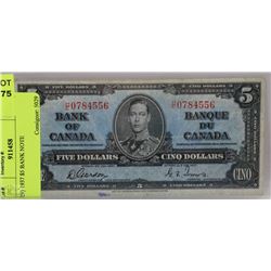 29) 1937 $5 BANK NOTE