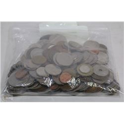 ESTATE BAG OF WORLD COINS INCL  AN 1800'S COIN