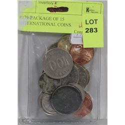 PACK OF 15 INTERNATIONAL COINS