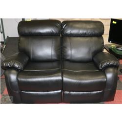 BLACK LEATHER DUAL-RECLINING LOVE SEAT