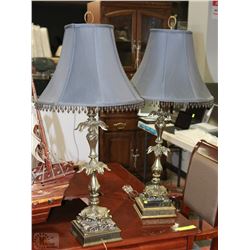 TWO LAMPS BRASS AND MARBLE