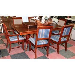 SOLID WOOD DINING ROOM TABLE AND CHAIRS WITH LEAF
