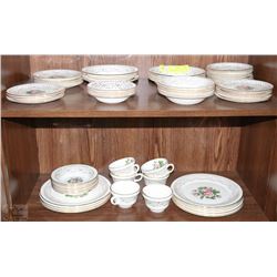 53PC GEORGIAN CHINA TUDOR ROSE 22KT GOLD SET INCL.