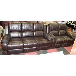 MUNICH 2 TONE CHOCOLATE LEATHER AIR SOFA &LOVESEAT
