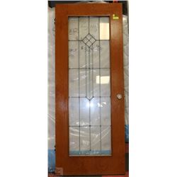 LEADED GLASS INSERT DOOR WITH GLASS DOOR KNOBS