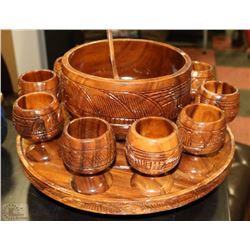 13PC WOODEN PUNCH BOWL SET COMPLETE WITH