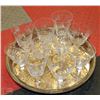 Image 1 : SILVER PLATED TRAY W/ 10 PINWHEEL CRYSTAL GLASSES