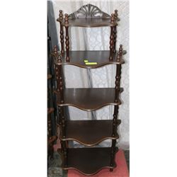 VINTAGE 5-TIER WOOD DISPLAY SHELF - DARK