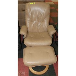 TAN COLOR ROCKER RECLINER LEATHER CHAIR WITH