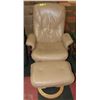 Image 1 : TAN COLOR ROCKER RECLINER LEATHER CHAIR WITH