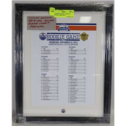 CONNOR MCDAVID   ORIGINAL ROOKIE GAME SHEET