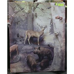 CANVAS WILDERNESS PICTURE W/DEER, BOAR,