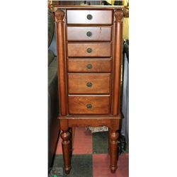 TALL WOODEN JEWELLERY BOX WITH OPENING SIDES