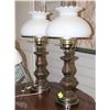 Image 1 : PAIR OF LAMPS WITH MILK GLASS HOBNAIL SHADES