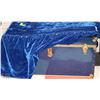 Image 1 : VINTAGE METAL TRUNK WITH ROYAL BLUE VELVET COVER