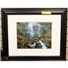 Image 1 : FRAMED PICTURE OF A MOUNTAIN WATERFALL SINGED BY