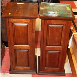 PAIR OF WOOD PILLAR  PLANT STANDS