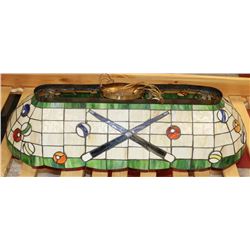 VINTAGE STAINED GLASS & METAL POOL TABLE LIGHT