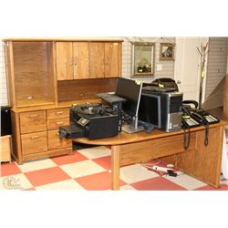 4PC SOLID OAK CORNER DESK