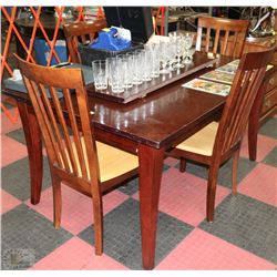 WOOD DINING TABLE WITH LEAF AND 4 CHAIRS