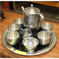10PC INTERNATIONAL PEWTER SET INCL TEAPOT,CREAMER