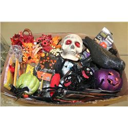 BOX OF HALLOWEEN COSTUMES, TATTOOS, PROPS