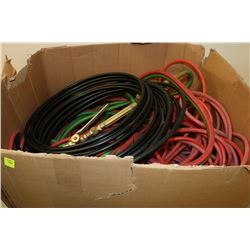 BOX WITH ACETYLENE TORCH, HOSE AND AIRLINES