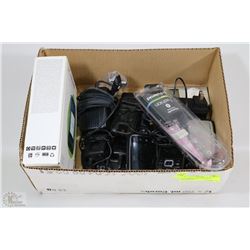 BOX W/MISC CELL PHONES & ACCESSORIES,
