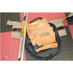 SET OF TWO LEATHER TOOL BELTS AND 4' LEVEL