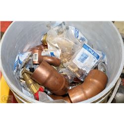 LARGE PAIL FULL OF COPPER PLUMBING