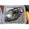 Image 1 : TOTE WITH HEAVY DUTY CHAIN AND ELECTRIC DRILL