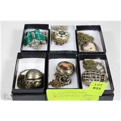 6 ASST. NEW MINI POCKET WATCHES ON CHOICE