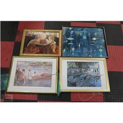 LOT OF 4 ASSORTED FRAMED PICTURES